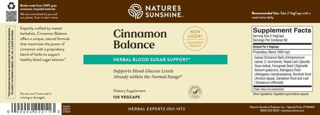 Nature's Sunshine Cinnamon Balance (120 Vegcaps) - Nature's Best Health Store