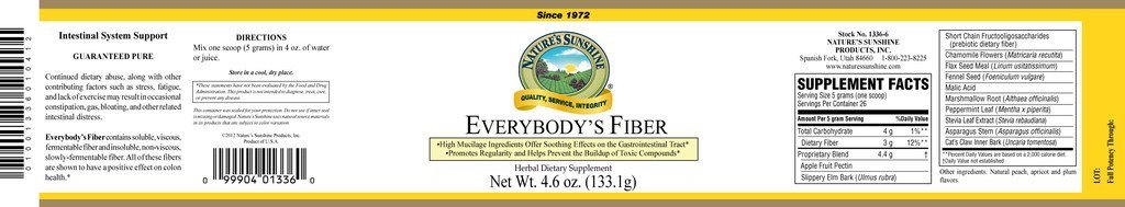 Nature's Sunshine Everybody's Fiber (4.6 oz.) - Nature's Best Health Store
