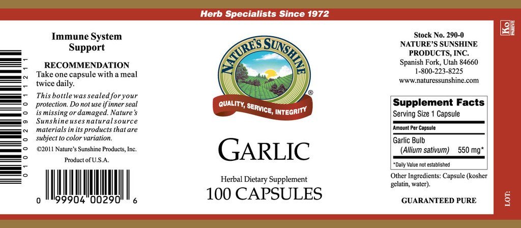Nature's Sunshine Garlic (100 caps) - Nature's Best Health Store