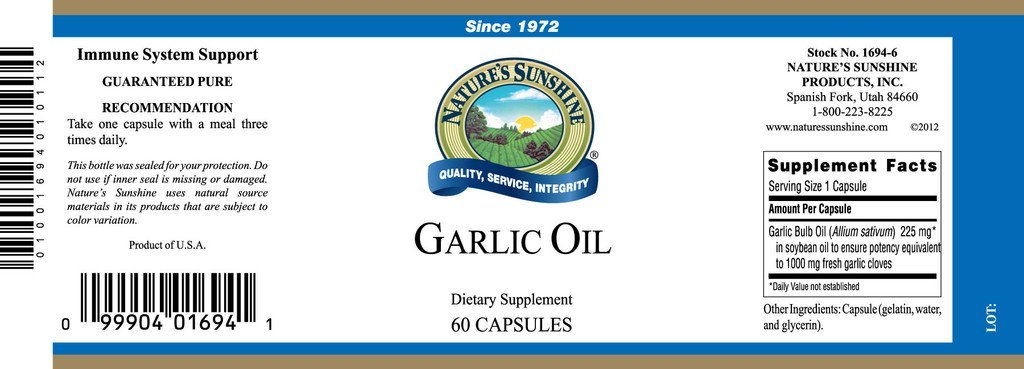 Nature's Sunshine Garlic Oil (60 softgel caps) - Nature's Best Health Store