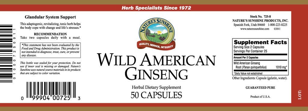 Nature's Sunshine Ginseng, Wild American (50 caps) - Nature's Best Health Store
