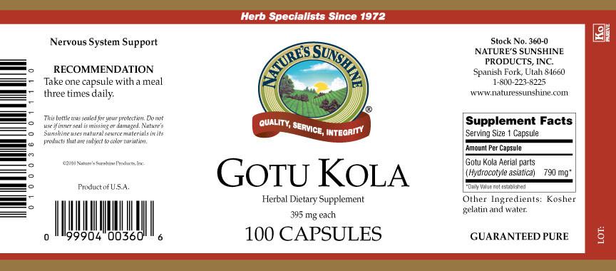 Nature's Sunshine Gotu Kola (100 caps) - Nature's Best Health Store
