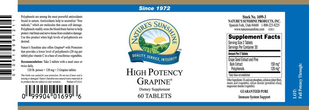 Nature's Sunshine Grapine High Potency (60 tabs) - Nature's Best Health Store
