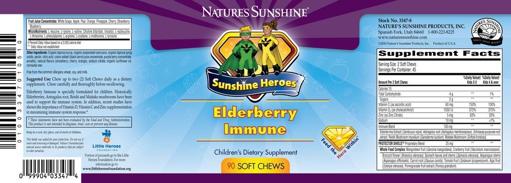 Nature's Sunshine Heroes Elderberry Immune (90 Soft Chews) - Nature's Best Health Store
