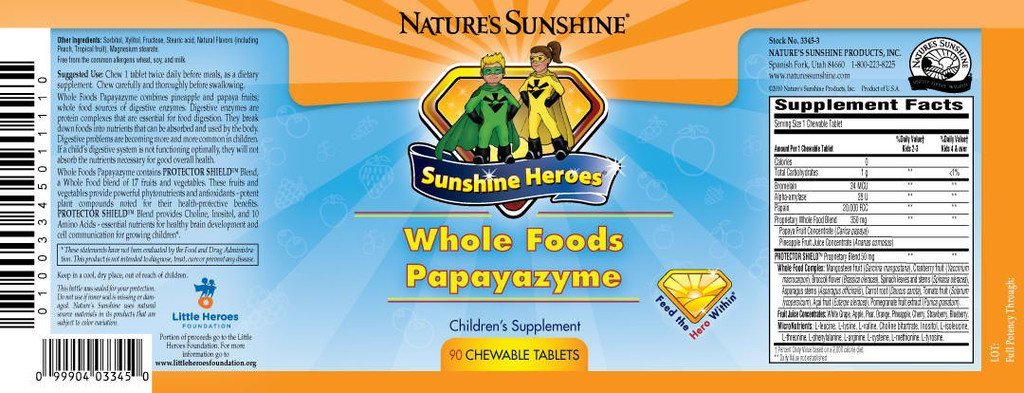 Nature's Sunshine Heroes Whole Foods Papayazyme (90 Chewable Tablets) - Nature's Best Health Store