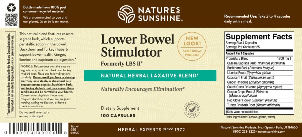 Nature's Sunshine LBS II® (100 caps) Lower Bowel Stimulator - Nature's Best Health Store