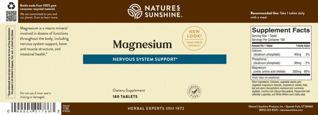 Nature's Sunshine Magnesium (250 mg) (180 tabs) - Nature's Best Health Store