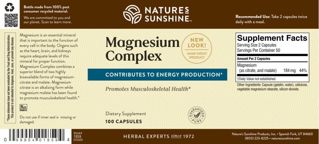 Nature's Sunshine Magnesium Complex (100 caps) - Nature's Best Health Store