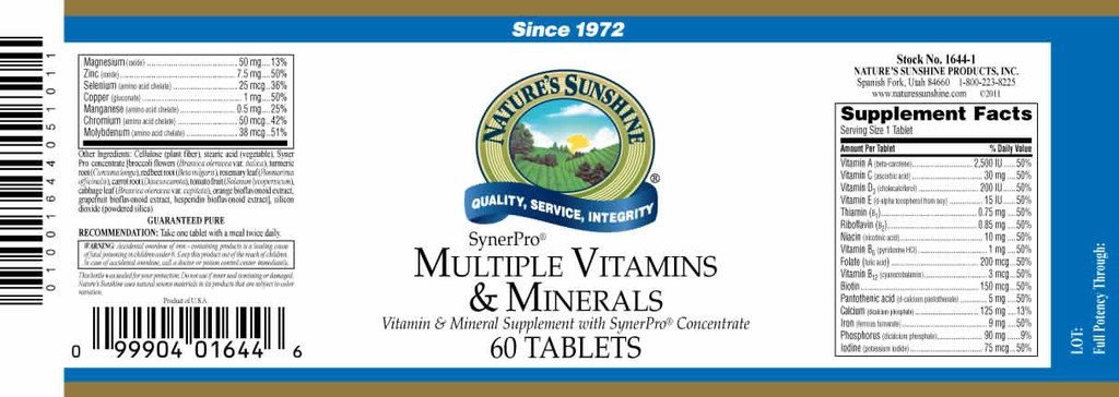 Nature's Sunshine Multiple Vit. & Min., SynerPro® (60 tabs) - Nature's Best Health Store
