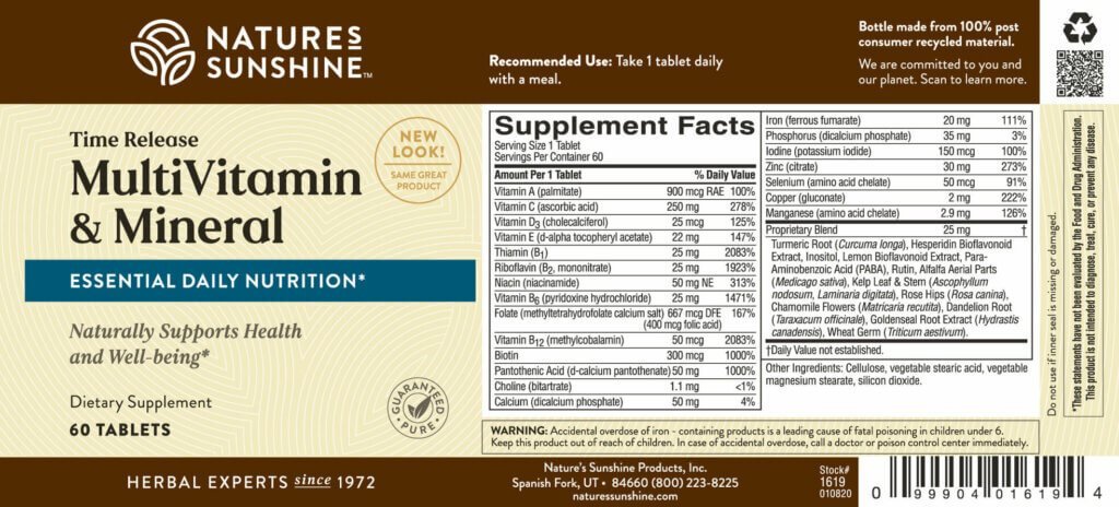 Nature's Sunshine Multiple Vitamin & Mineral T/R (60 tabs) - Nature's Best Health Store