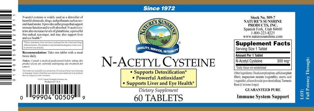 Nature's Sunshine N-Acetyl Cysteine (300 mg) (60 tabs) - Nature's Best Health Store