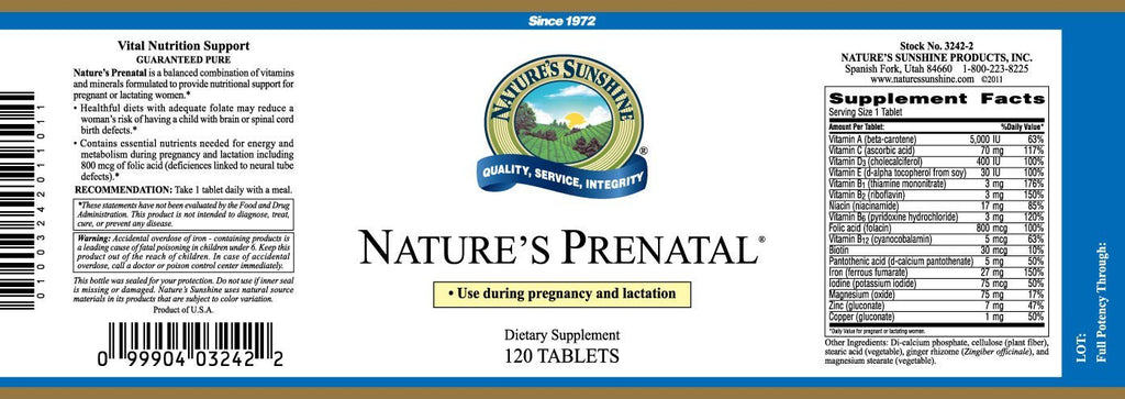 Nature's Sunshine Nature's Prenatal® (120 tabs) - Nature's Best Health Store