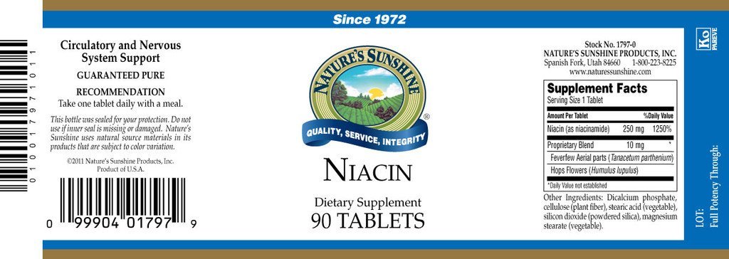 Nature's Sunshine Niacin (250 mg) (90 tabs) - Nature's Best Health Store