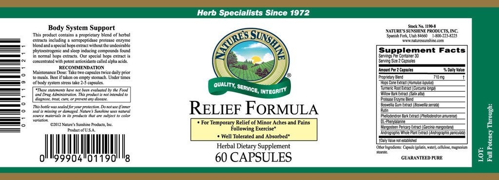 Nature's Sunshine Relief Formula (60 caps) - Nature's Best Health Store