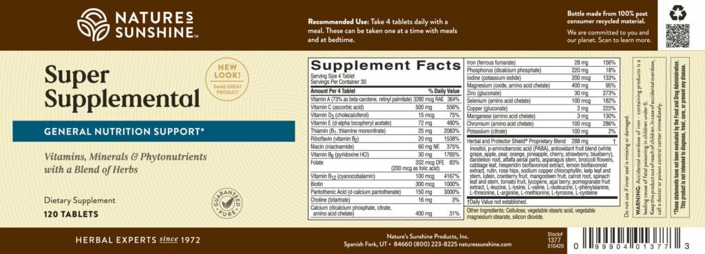 Nature's Sunshine Super Supplemental Vitamin & Mineral (with Iron) - 120 Tablets - Nature's Best Health Store
