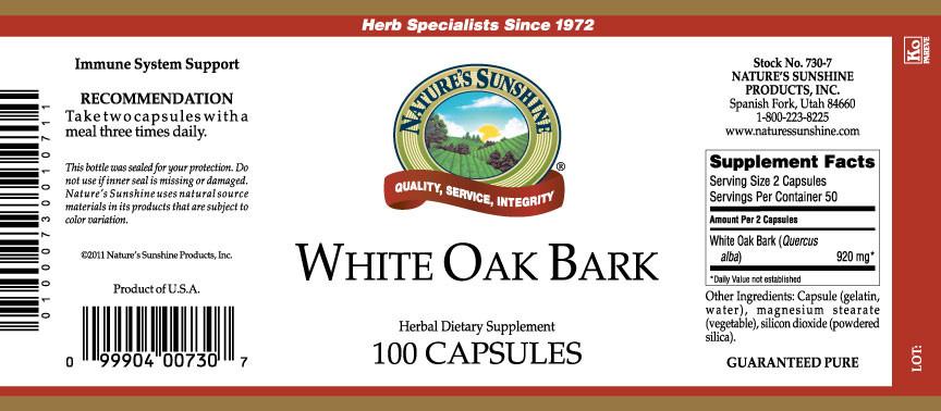 Nature's Sunshine White Oak Bark (100 caps) - Nature's Best Health Store
