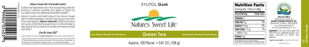 Nature's Sunshine Xylitol Gum (Green Tea) (100) - Nature's Best Health Store