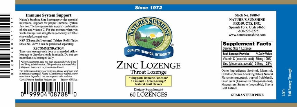 Nature's Sunshine Zinc Lozenge (60 tablets) - Nature's Best Health Store