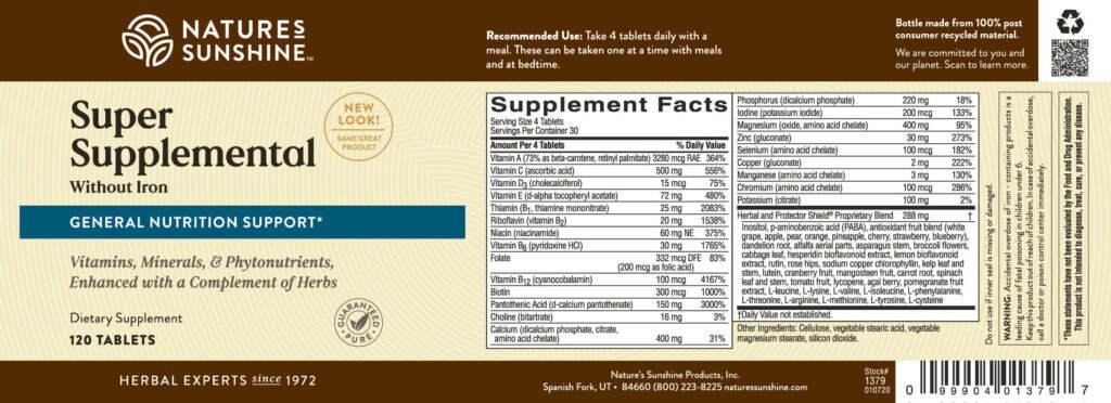 Super Supplemental Vit. & Min. w/o Iron (120 tabs) - Nature's Best Health Store