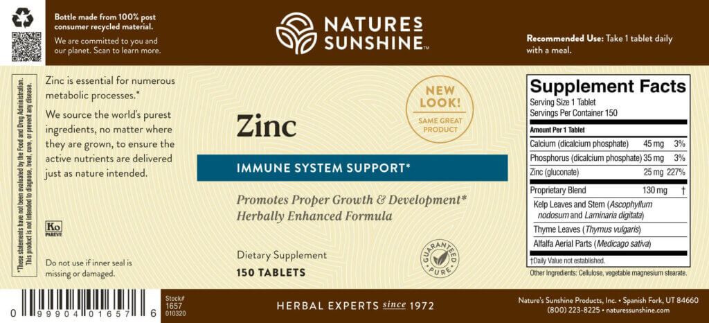 Zinc (25 mg) (150 tabs) - Nature's Best Health Store